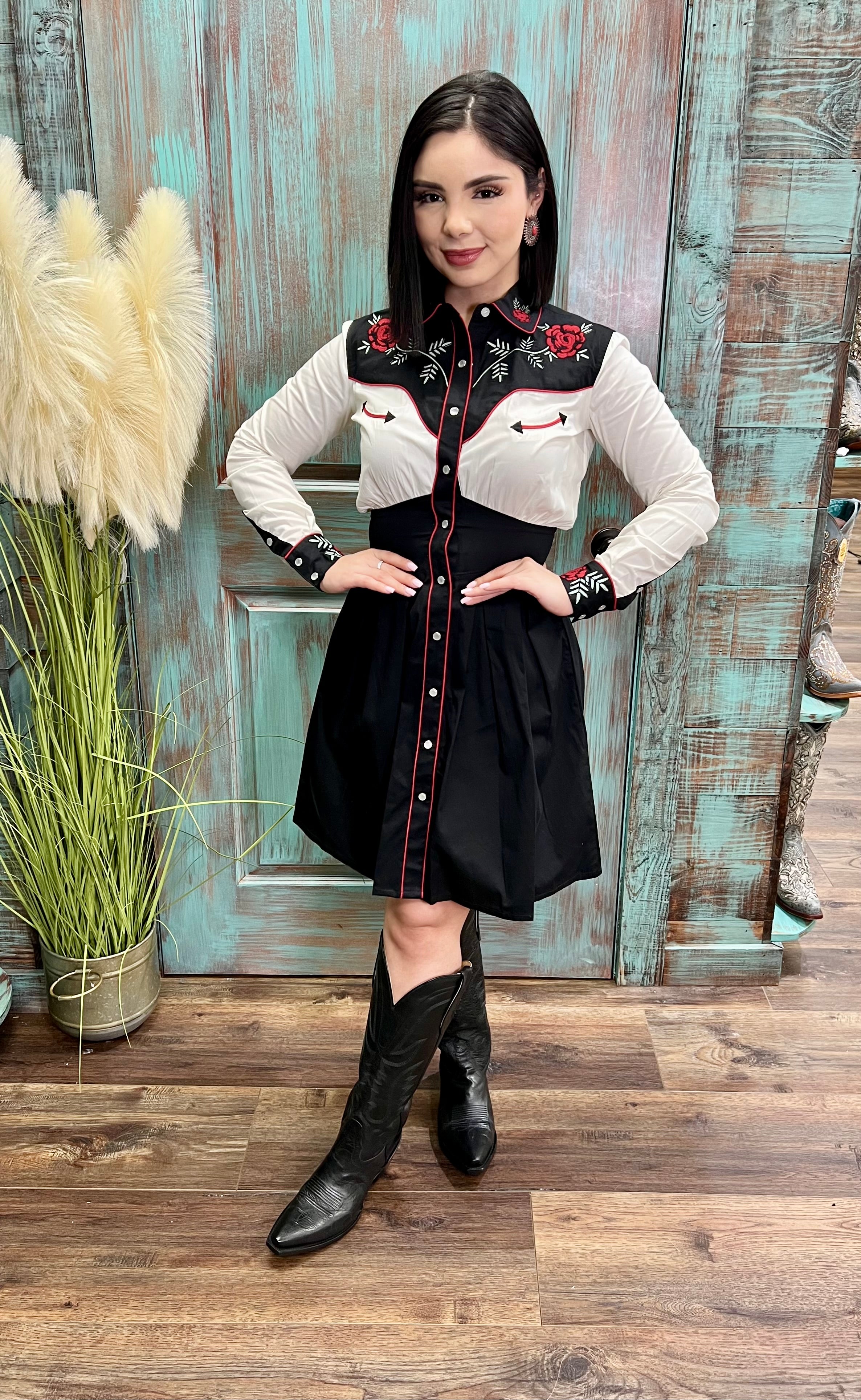 Retro Western Snap Dress – LeonWestern