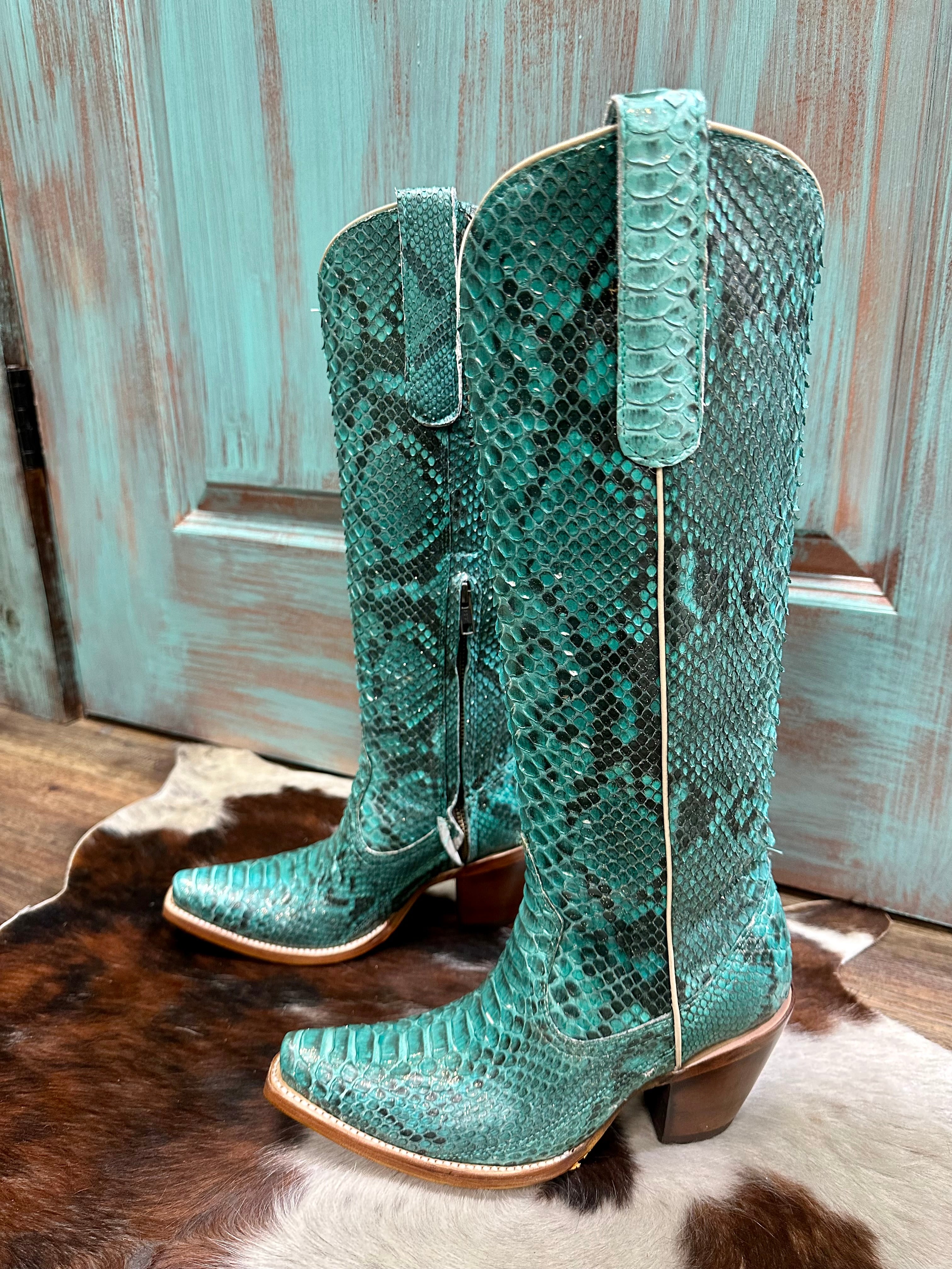 Python Turqoise Turquoise Python Tall Top Full Exotic – LeonWestern