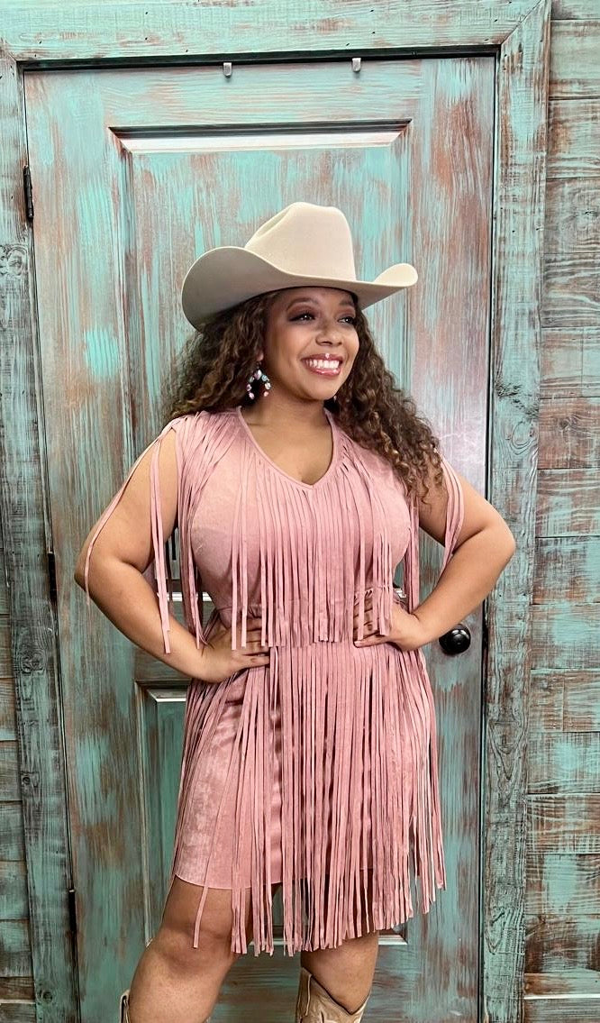 brown suede fringe dress Brown Southern Fringe Suede Dress